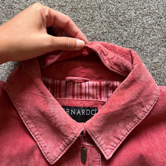 Bernardo Women's XL Pink Suede Genuine Leather Jacket Coat With Removable Collar - Picture 8 of 16